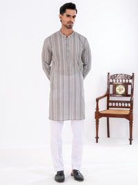 Light Grey Cotton Kurta - AL-K-1198