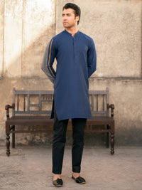Blue Cotton Kurta - AL-K-1201