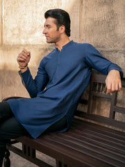 Blue Cotton Kurta - AL-K-1201 - Almirah Online