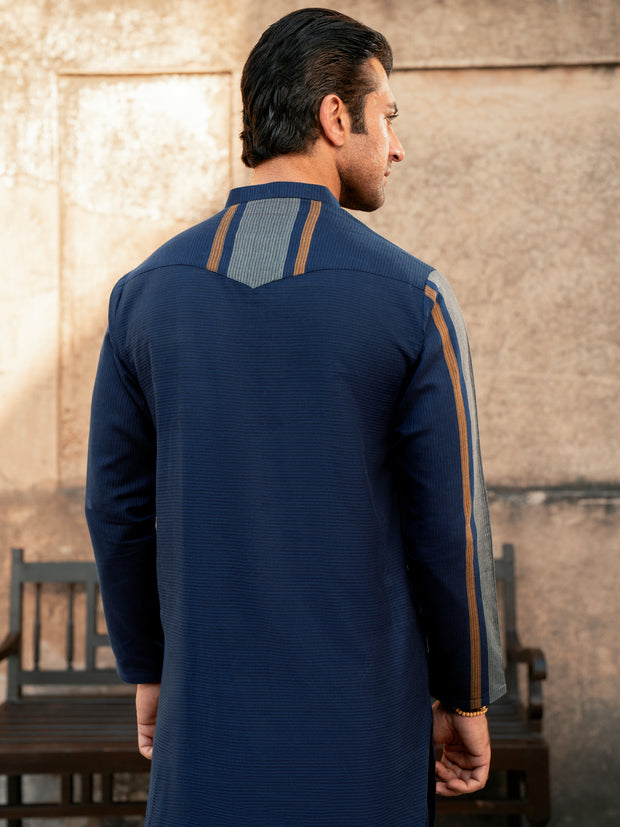 Blue Cotton Kurta - AL-K-1201 - Almirah Online