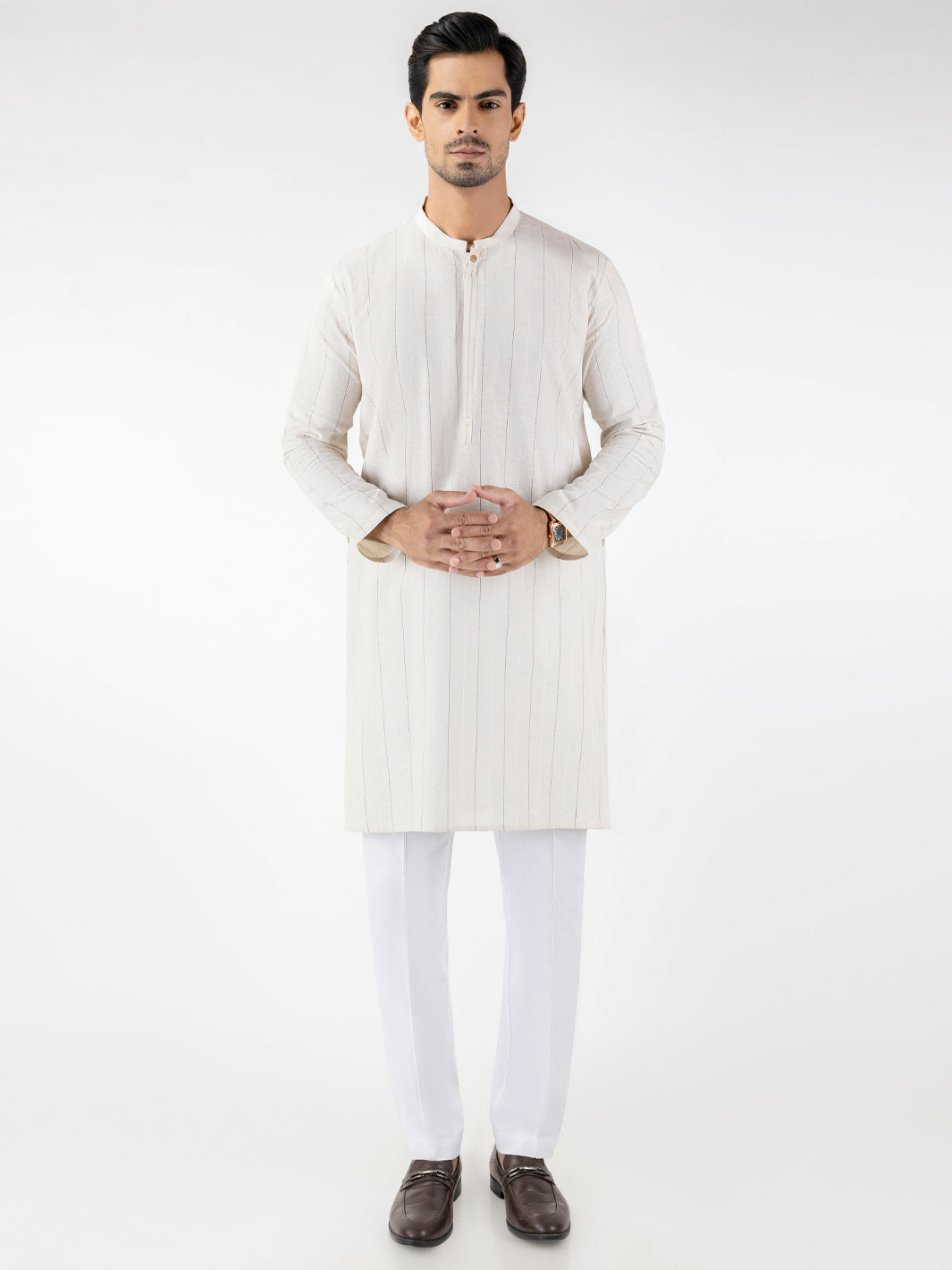 Fawn Blended Kurta - AL-K-1228