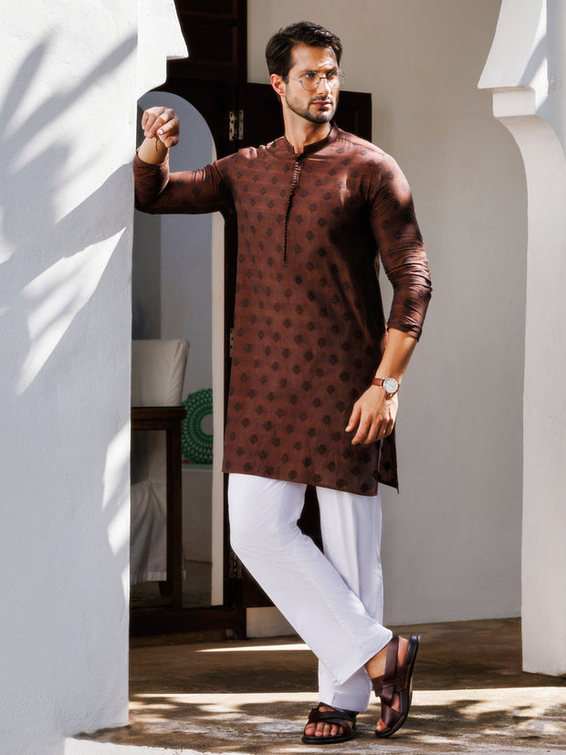 Brown Cotton Kurta - AL-K-1231