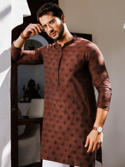 Brown Cotton Kurta - AL-K-1231