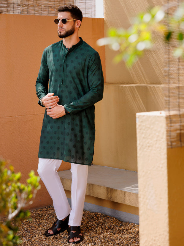 Green Cotton Kurta - AL-K-1234