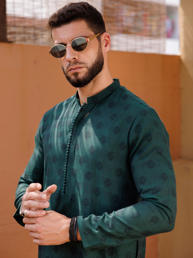 Green Cotton Kurta - AL-K-1234