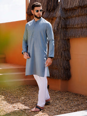 Light Blue Blended Kurta - AL-K-1238