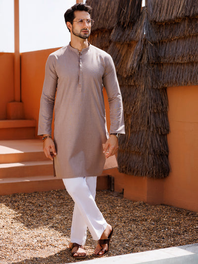 Brown Blended Kurta - AL-K-1239