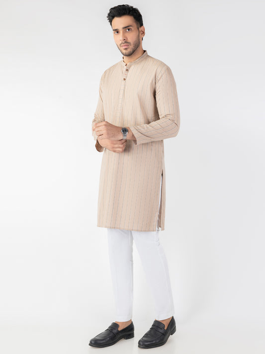 Light Brown Blended Kurta - AL-K-1246
