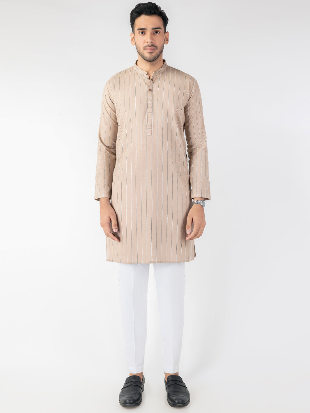 Light Brown Blended Kurta - AL-K-1246