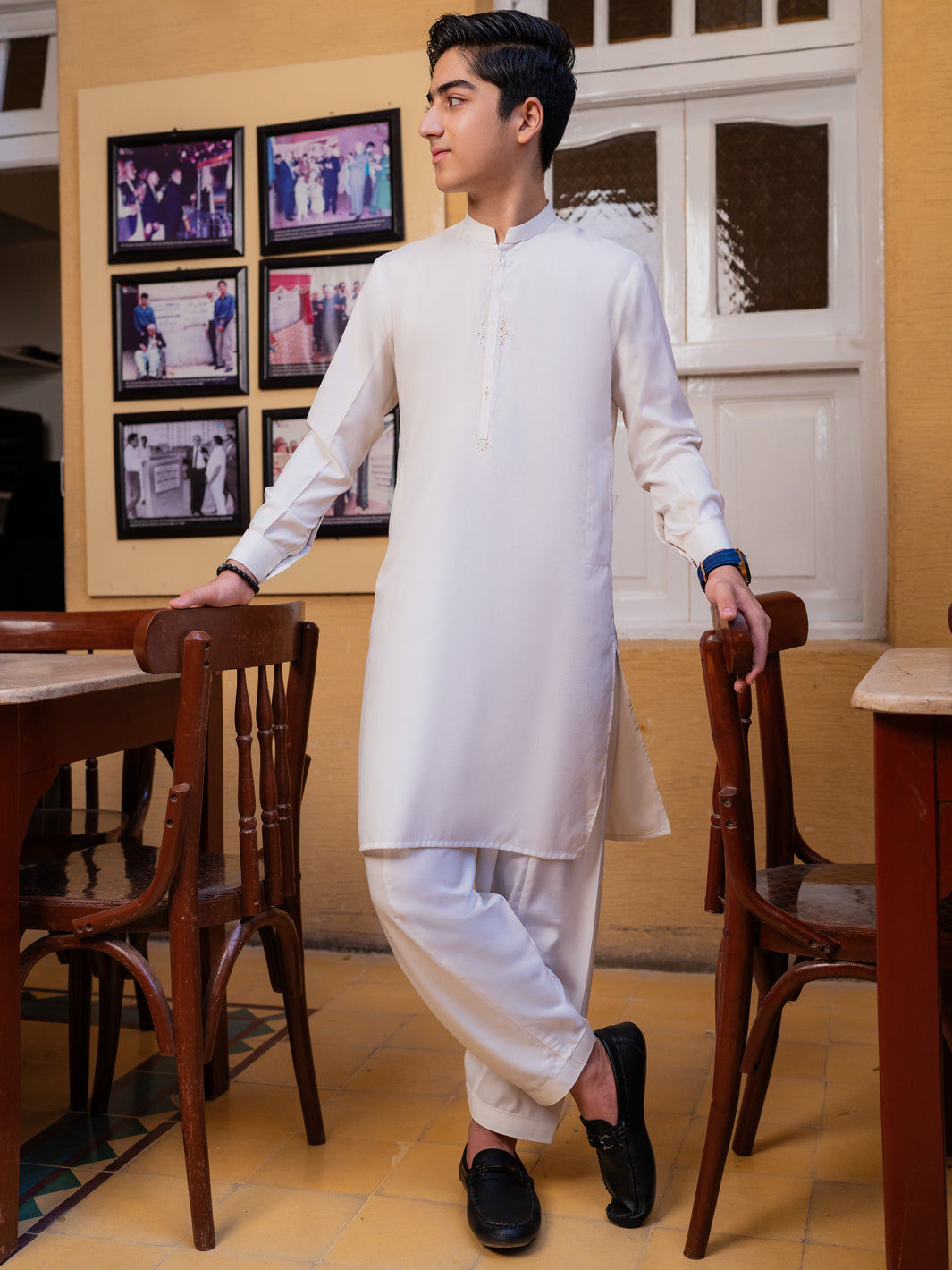 Off White Blended Kameez Shalwar - ALT-KS-080