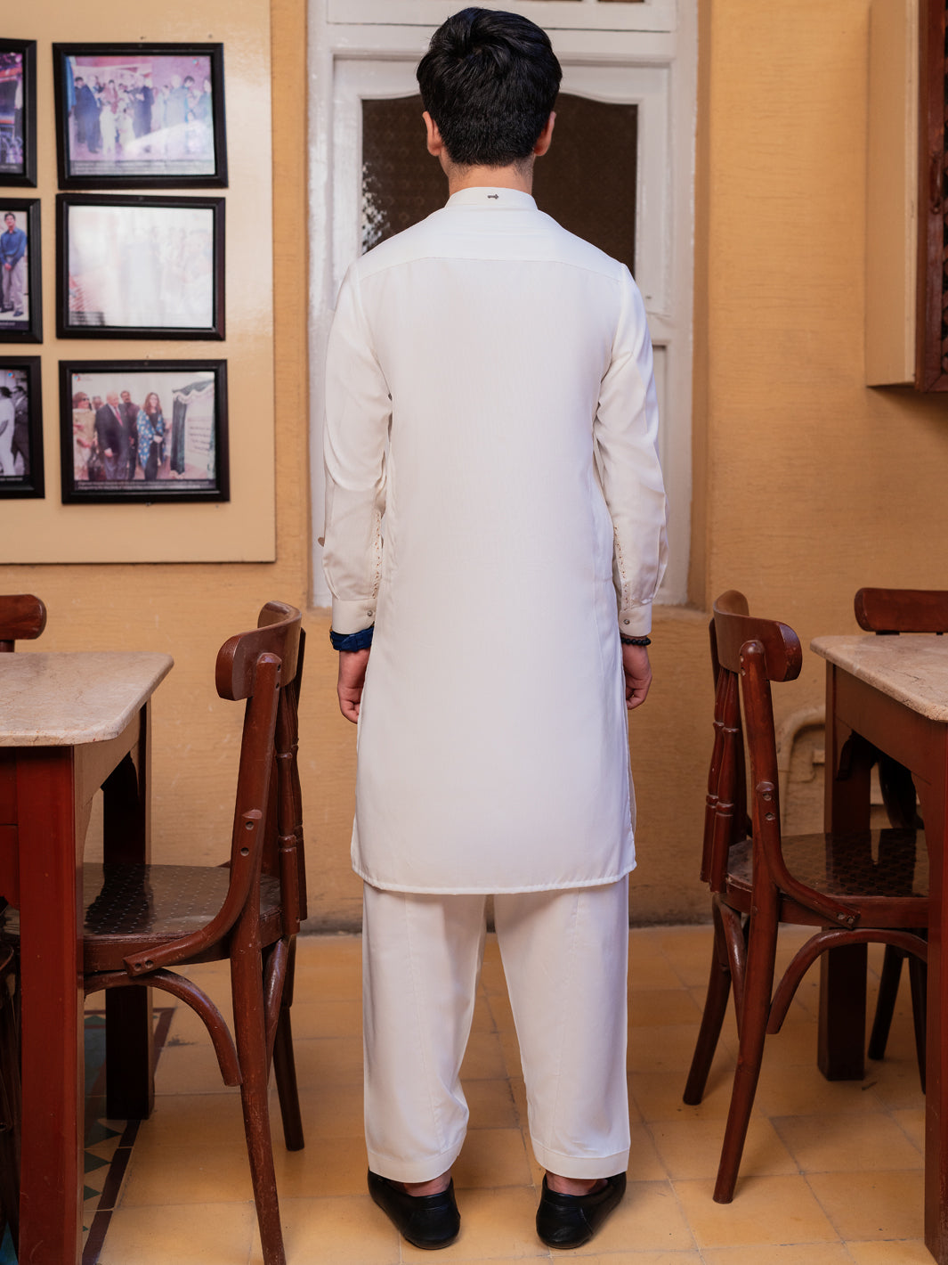 Off White Blended Kameez Shalwar - ALT-KS-080