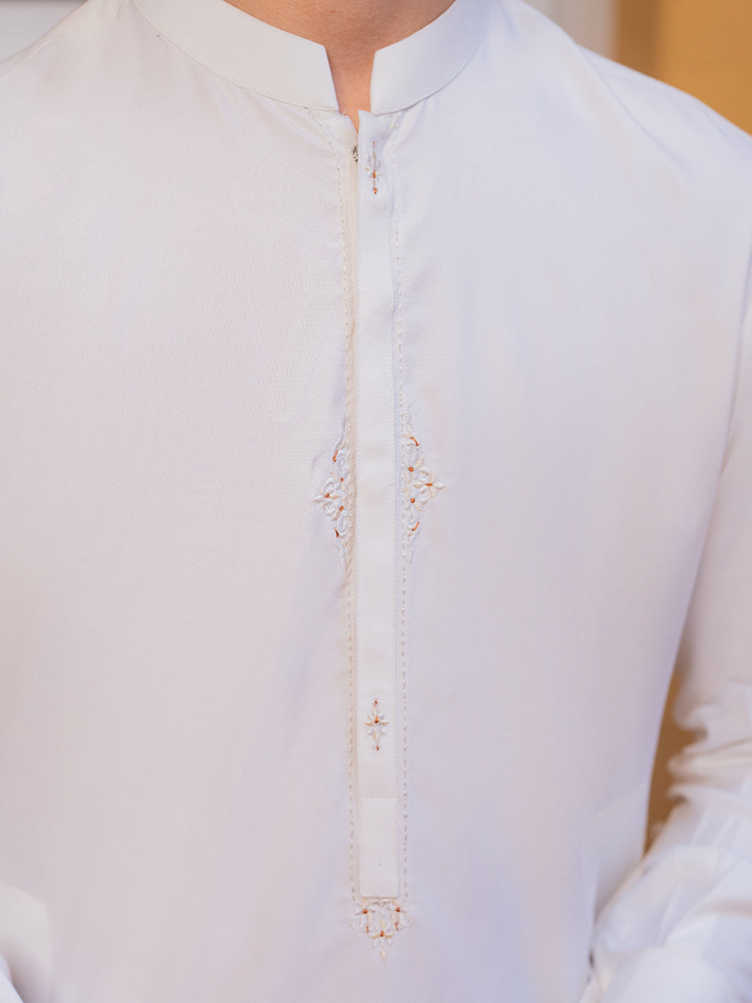 Off White Blended Kameez Shalwar - ALT-KS-080