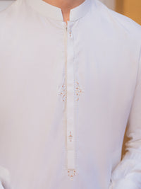 Off White Blended Kameez Shalwar - ALT-KS-080