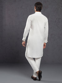 White Plain Kurta Trouser - ALET-KT-1001
