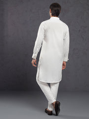 White Blended Kurta Trouser - ALET-KT-1001 - Almirah Online