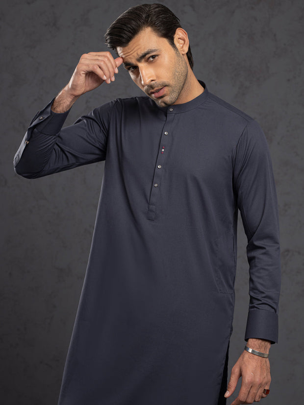 Grey Plain Kameez Shalwar - ALET-KS-1012-R1