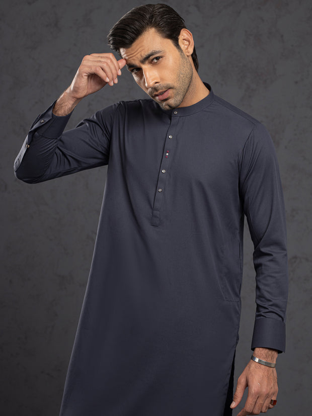 Grey Blended Kameez Shalwar - ALET-KS-1012 - Almirah Online