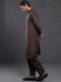 Brown Plain Kameez Shalwar - ALET-KS-1015