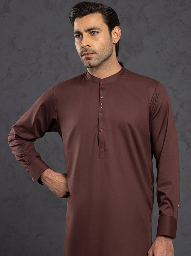 Maroon Blended Kameez Shalwar - ALET-KS-1016 - Almirah Online