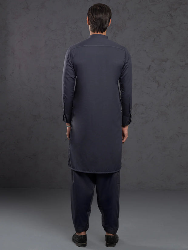 Grey Plain Kameez Shalwar - ALET-KS-1012-R1