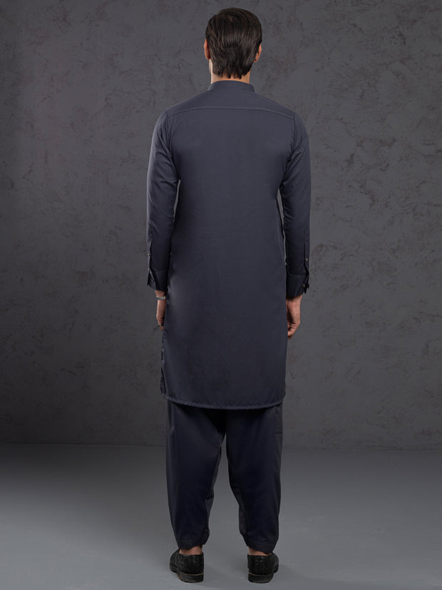 Grey Blended Kameez Shalwar - ALET-KS-1012 - Almirah Online