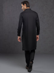 Black Blended Kurta Trouser - ALET-KT-1004 - Almirah Online