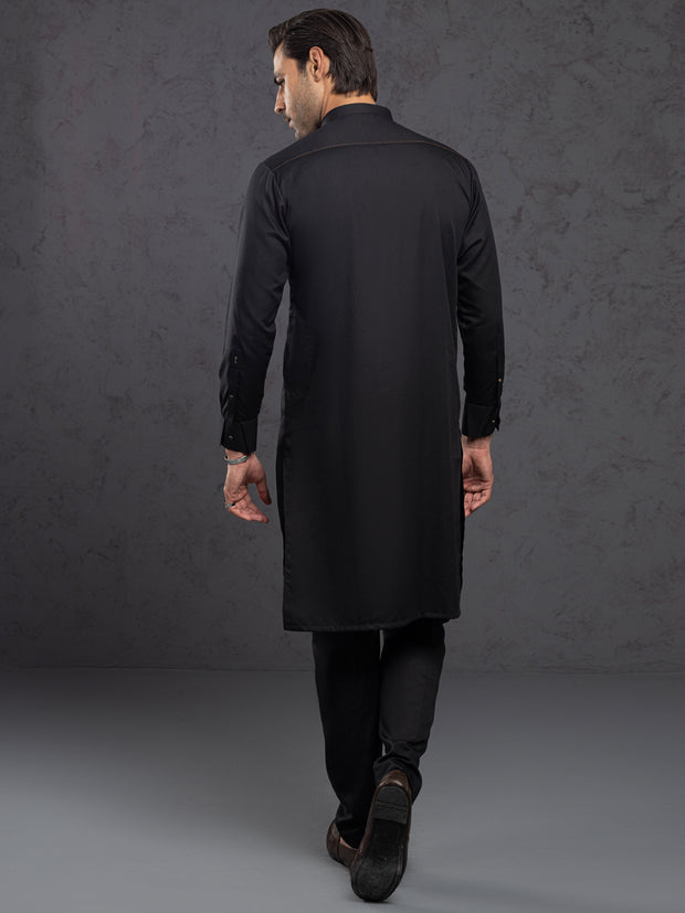 Black Blended Kurta Trouser - ALET-KT-1004 - Almirah Online