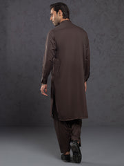 Brown Blended Kameez Shalwar - ALET-KS-1015 - Almirah Online