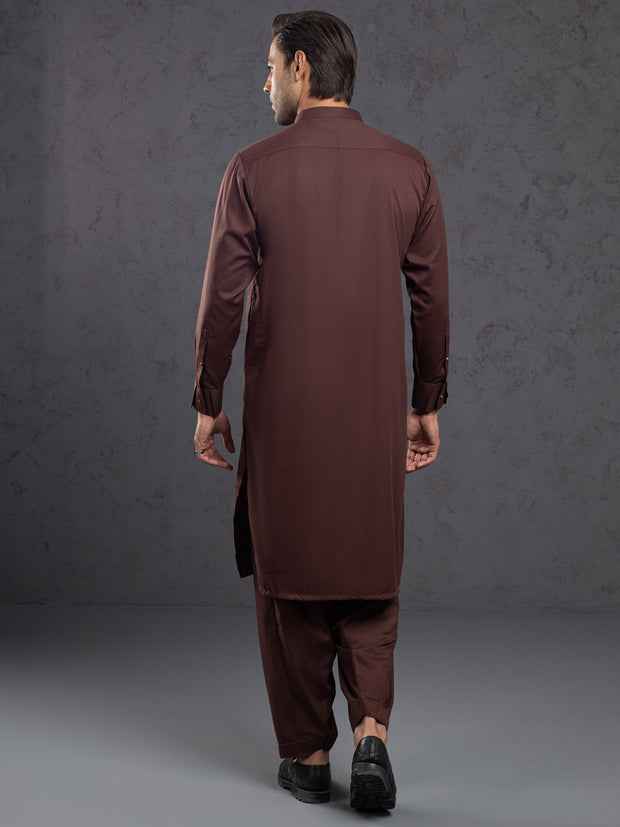 Maroon Blended Kameez Shalwar - ALET-KS-1016 - Almirah Online