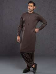 Brown Blended Kameez Shalwar - ALET-KS-1015 - Almirah Online