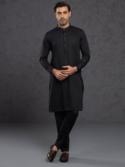 Black Blended Kurta Trouser - ALET-KT-1004-R1