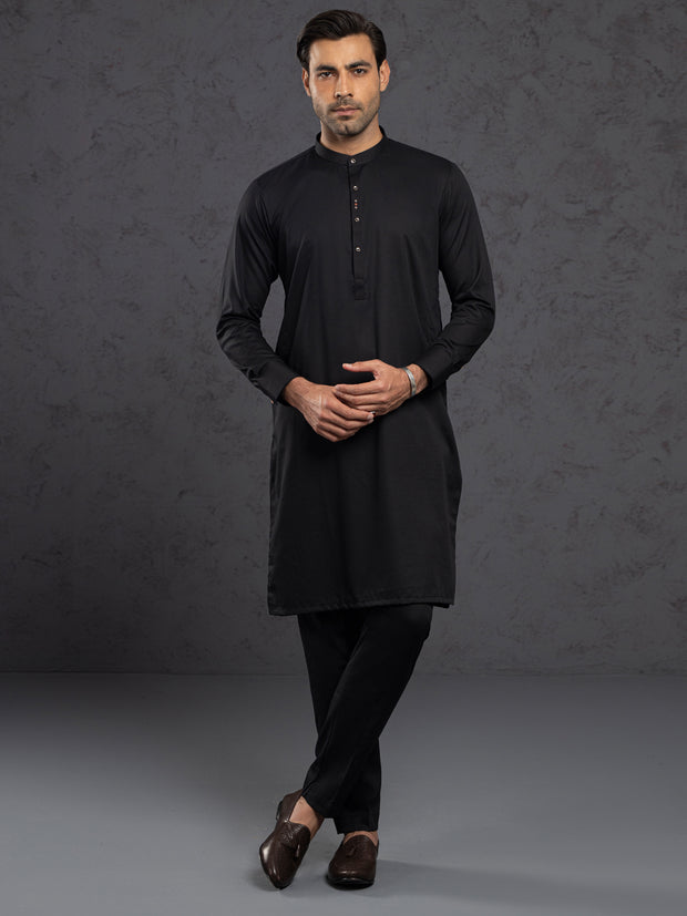 Black Blended Kurta Trouser - ALET-KT-1004 - Almirah Online