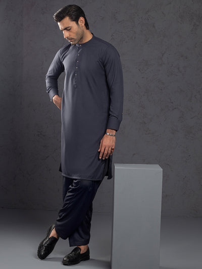 Grey Blended Kameez Shalwar - ALET-KS-1012 - Almirah Online