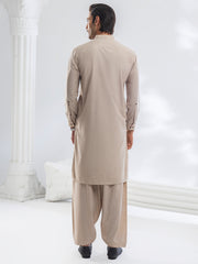 Beige Blended Kameez Shalwar - AL-KS-3109