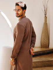 Brown Blended Kameez Shalwar - AL-KS-3147