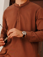 Brown Blended Kameez Shalwar - AL-KS-3151