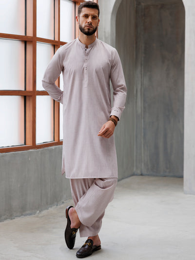 Light Peach Blended Kameez Shalwar - AL-KS-3160