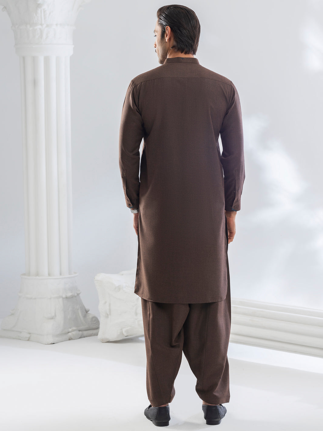 Brown Blended Kameez Shalwar - AL-KS-3174