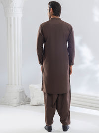 Brown Blended Kameez Shalwar - AL-KS-3174