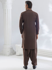 Brown Blended Kameez Shalwar - AL-KS-3174A