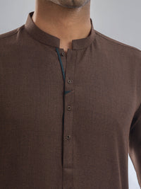 Brown Blended Kameez Shalwar - AL-KS-3174