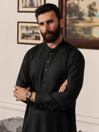 Black Blended Kameez Shalwar - AL-KS-3182