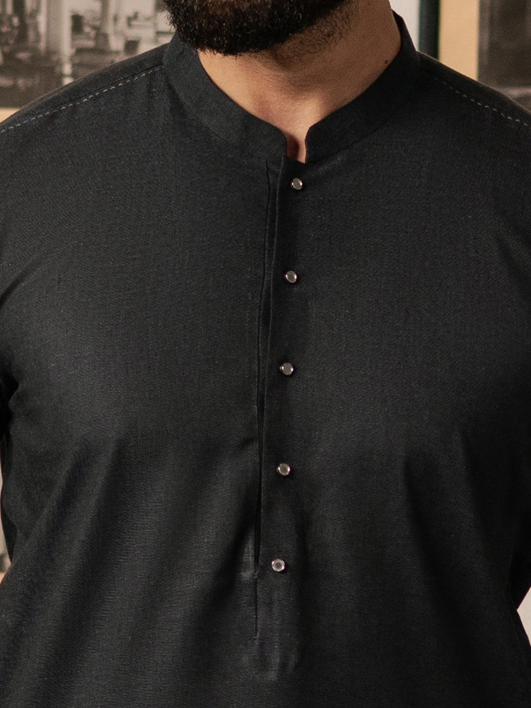 Charcoal Grey Blended Kameez Shalwar - AL-KS-3185