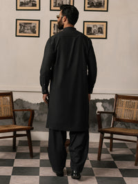 Charcoal Grey Blended Kameez Shalwar - AL-KS-3185