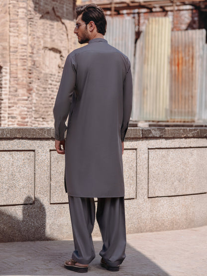 Grey Blended Kameez Shalwar - AL-KS-3197