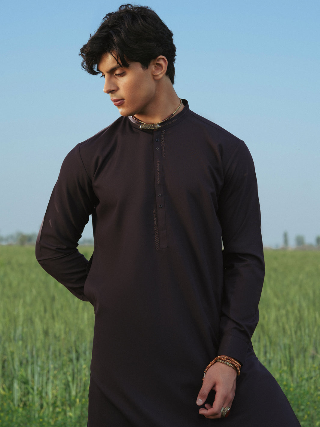 Dark Purple Blended Kameez Shalwar - AL-KS-3217A