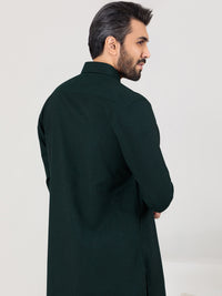 Dark Green Blended Kameez Shalwar - ALWA-KS-359