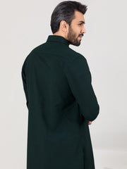 Dark Green Blended Kameez Shalwar - ALWA-KS-359 - Almirah Online