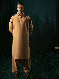 Beige Blended Kameez Shalwar - ALWA-KS-365