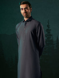 Dark Blue Cotton Kameez Shalwar - ALWA-KS-379